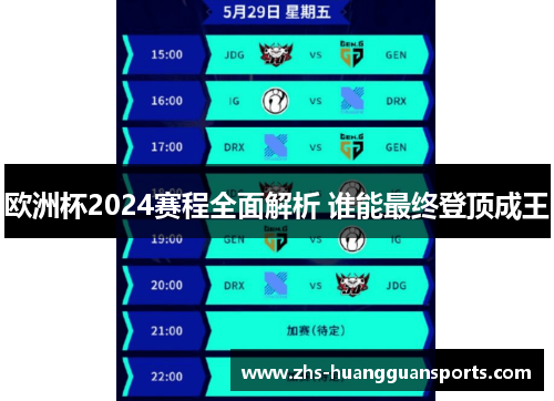 欧洲杯2024赛程全面解析 谁能最终登顶成王 欧洲杯2024赛程全面解析 谁能最终登顶成王